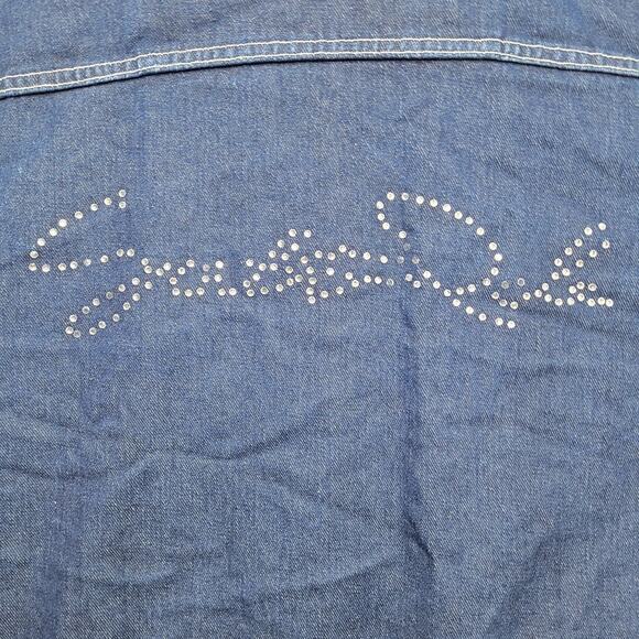 Vintage Y2K South Pole Button Up Bling Embroidered Dark Wash Denim Jacket XL - Picture 10 of 12
